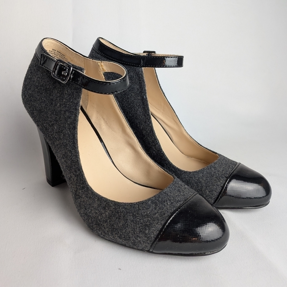 NINE WEST Women Heel Shoes Size 8 Feminine And Classic Style Glossy And Wool